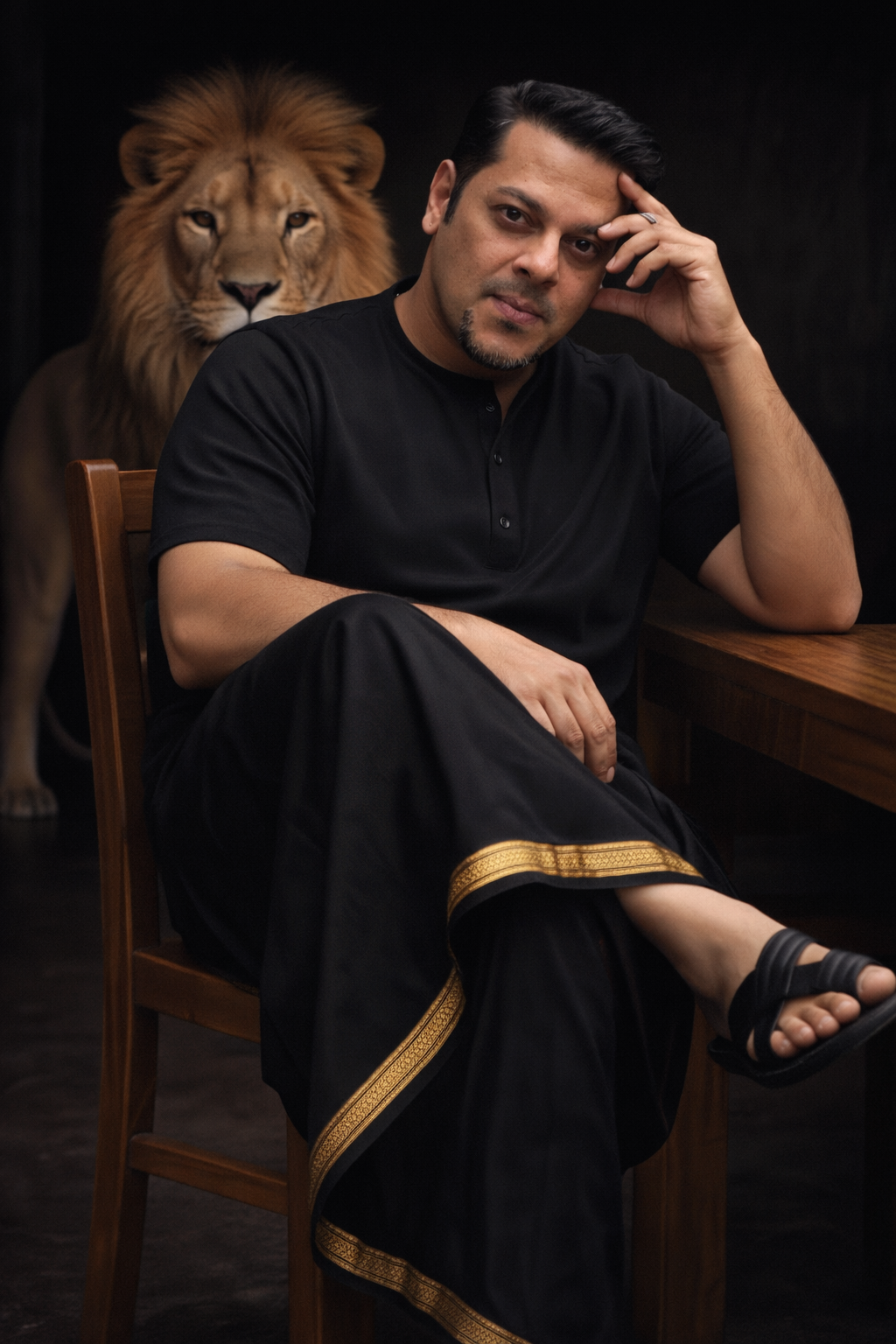 Hawke Vantage portrait with lion AI artwork