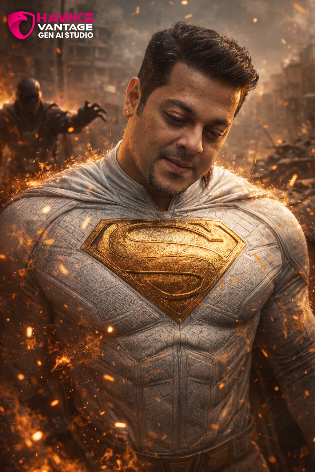Hawke Vantage cinematic superhero AI artwork