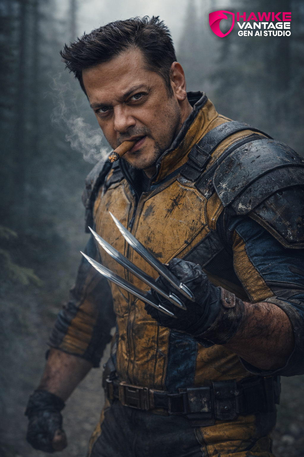 Hawke Vantage action portrait AI artwork